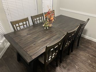 Wood table and 6 chairs