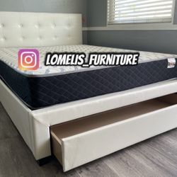 Full White Tufted Bed With Ortho Matres! 