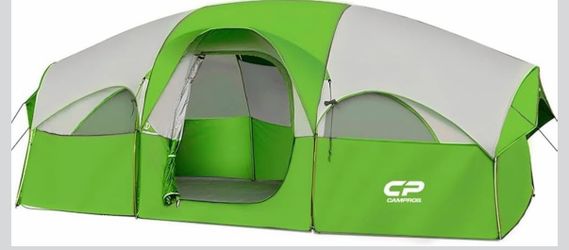 Tent 8 Person Camping Tents, Weather Resistant Family Tent, 5 Large Mesh Windows, Double Layer, Divided Curtain for Separated Room, Portable with Carr