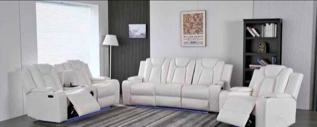 Power sofas set 3pcs recliner with speakers Bluetooth and holding cup 🥤