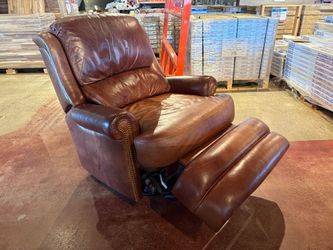 BRADINGTON YOUNG Traditional Tobacco Brown Leather Manual Swivel Rocking Recliner