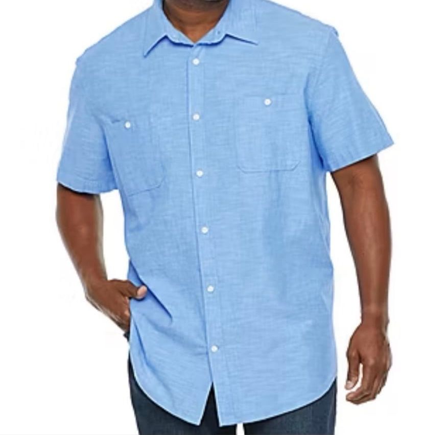 The Foundry Supply Co Big & tall Mens Chambray Short Sleeve Button Front Shirt4X