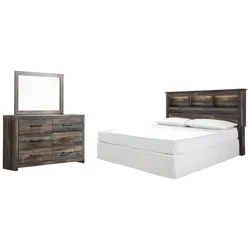Drystan King/California King Bookcase Headboard Bed with Mirrored Dresser Astounding Savings On the Horizon