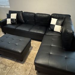 Faux Leather Couch