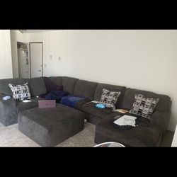 Large Gray Sectional + Ottoman 
