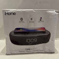 New iHome TIMEBOOST Bluetooth Speaker +Wireless Charger iBTW41BG 