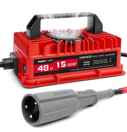 15 AMP 48 Volt Golf Carts Battery Charger for Club Car 3-Pin Round Plug,for Lead Acid Battery