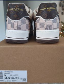 Custom Nike Air Force 1's LV Designer Wear (LV- MARRON BEIGE