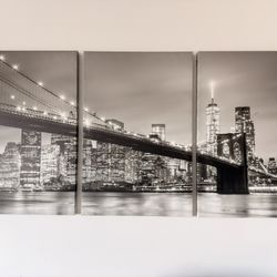 triptych wall art - nyc skyline / brooklyn bridge