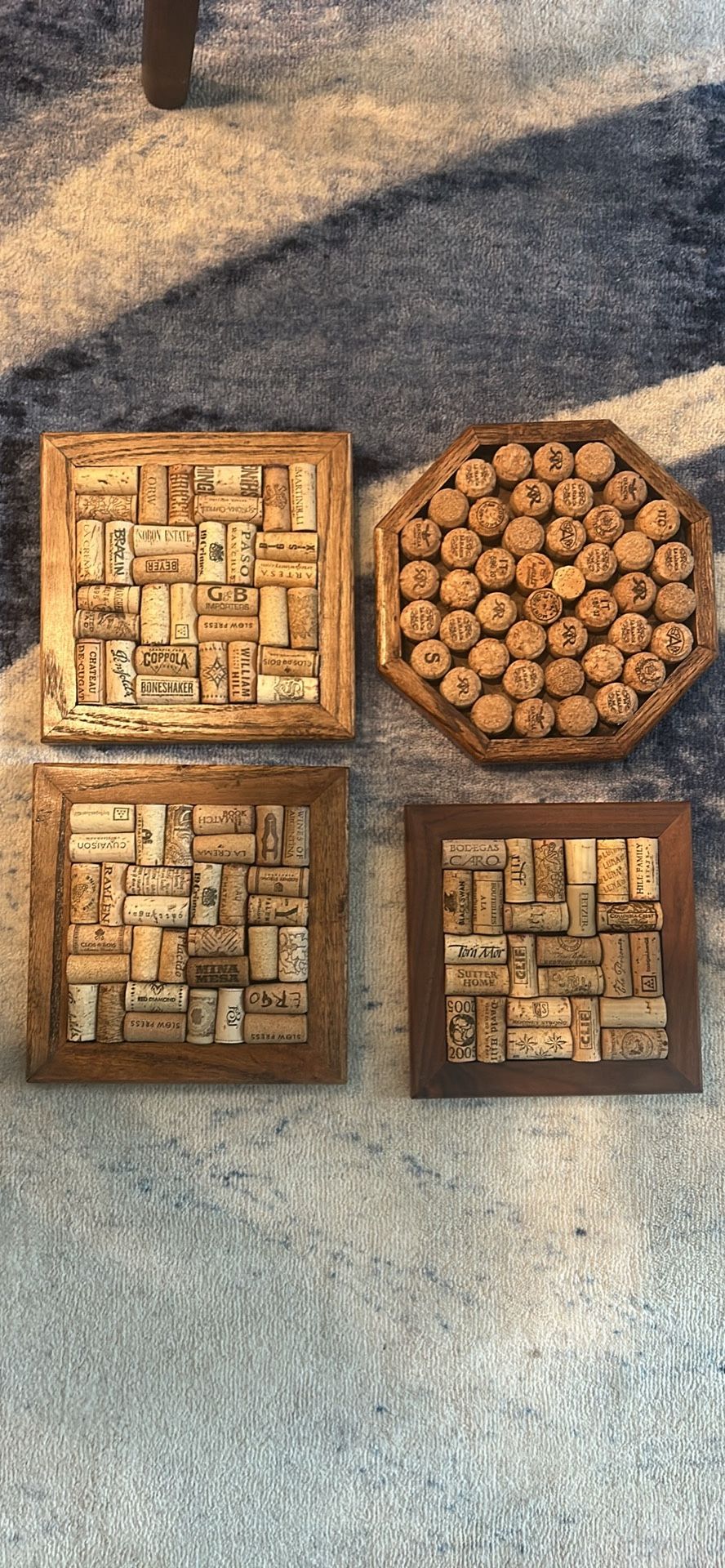 Hardwood wine cork trivets