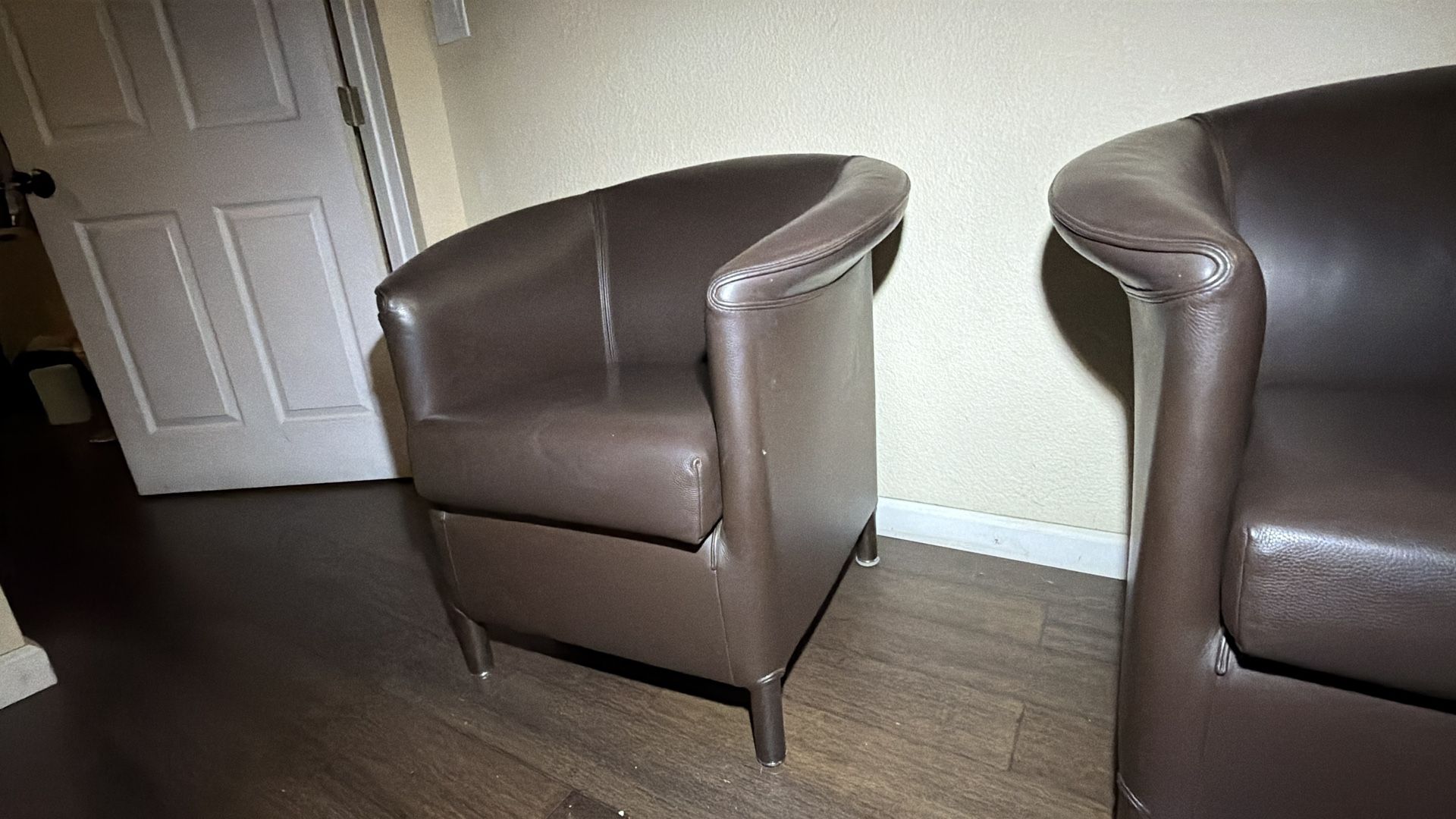 Hand Crafted Brown Leather Single Sofas 