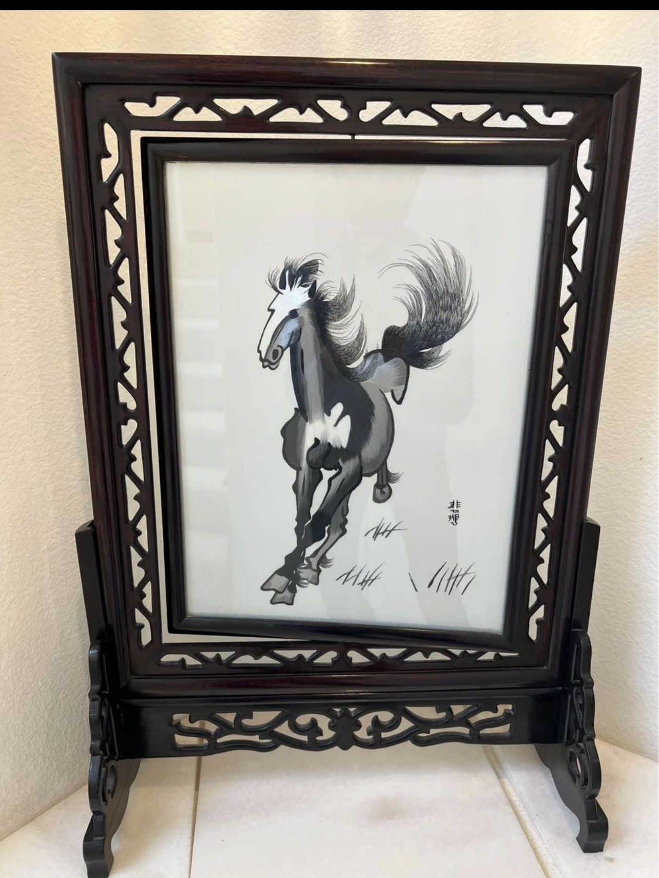 Vintage Chinese Double Sided Silk Embroidery Art - Horse