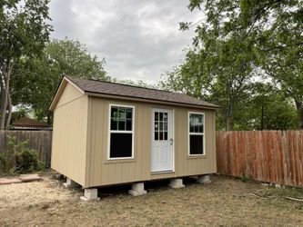 12x16 gable tiny duplex home shell includes: 1 house door , 2 (3x4) windows , 2 interior shelves