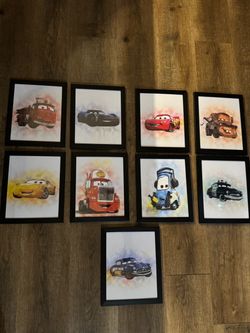 Disney Pixar Cars Framed Wall Art Prints - Set of 9