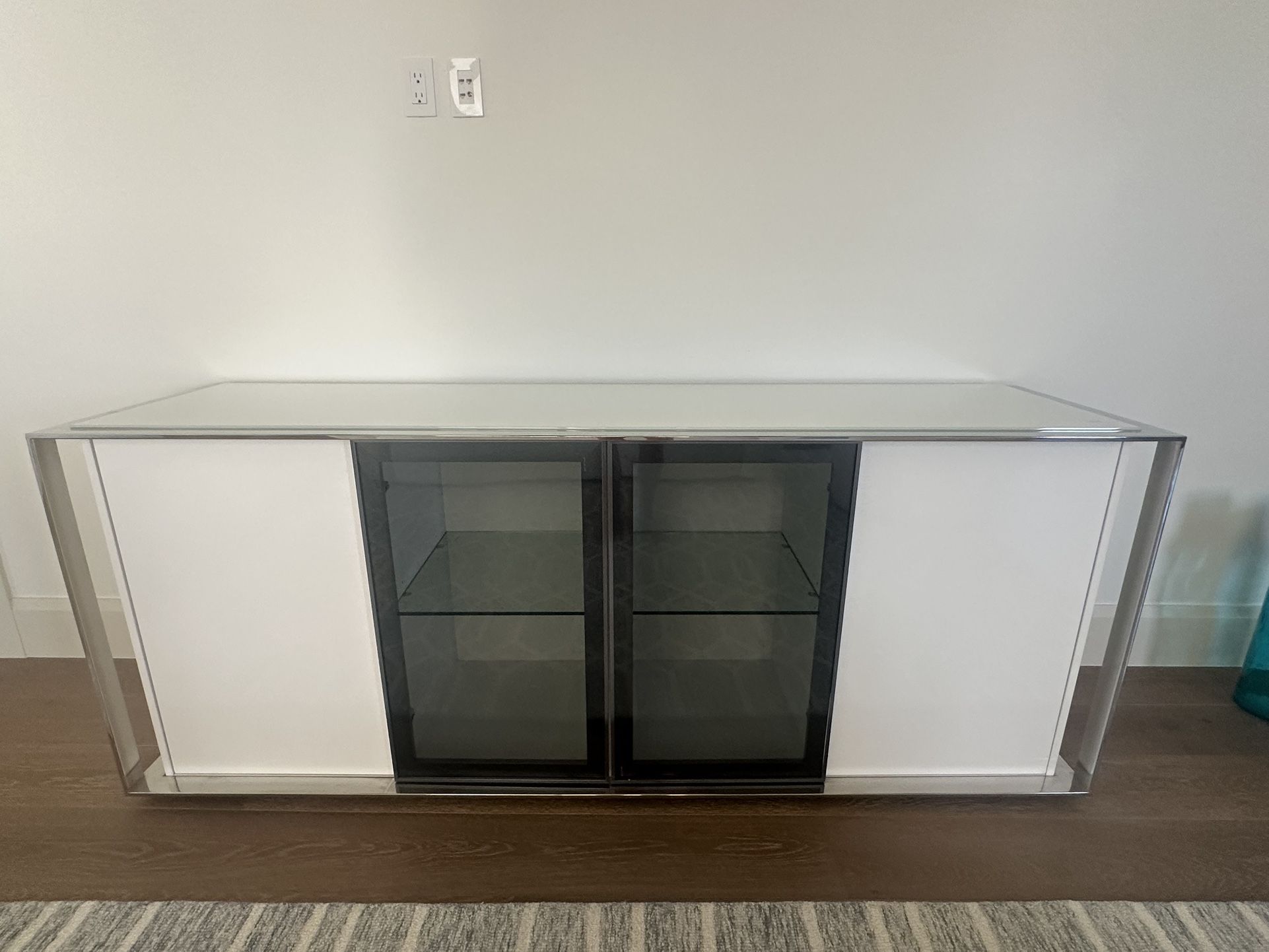 White Console Table & Media Table & Bookshelf -