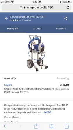 Graco magnum prolts 190 like new used once willing to trade