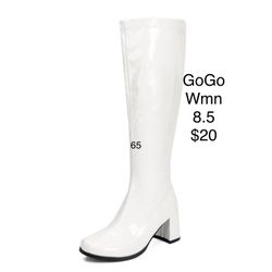 Women’s 60’s White Shiny Go Go Boots 8.5