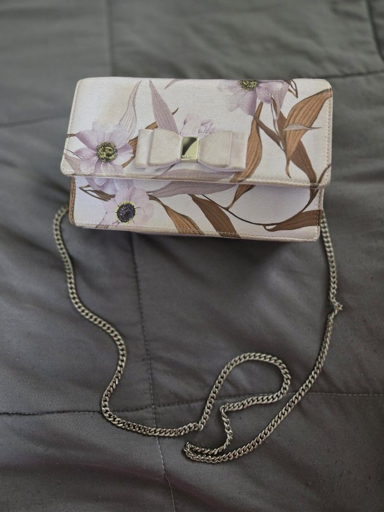 TED BAKER Kaylii Cabana crossbody clutch/ Purse in baby pink/ violet Floral Print