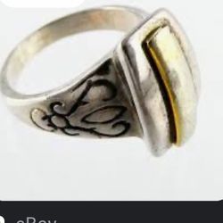 Vintage Unmarked Sterling Silver And Gold Plated Size 6 ring