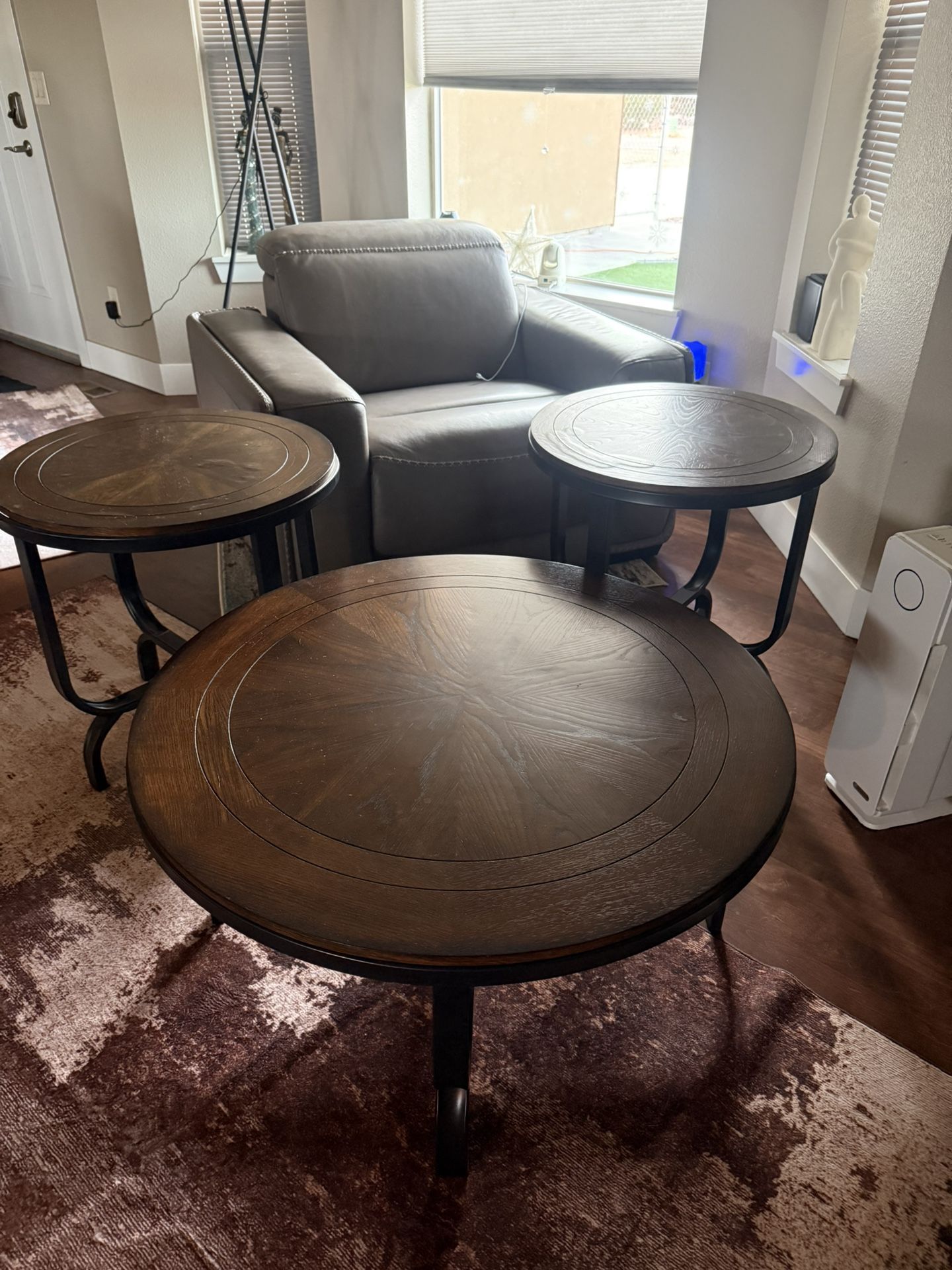 Leather Recliner and Tables