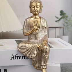 Glitter Gold Sitting Buddha Please Read Description - Size Shown In Second Picture