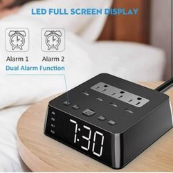 DS6 New Snooze USB Ports Alarm Clock Digital Black Color Decor