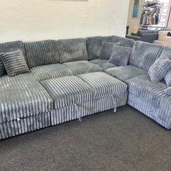 Corduroy Sleeper Sectional With Chaise 