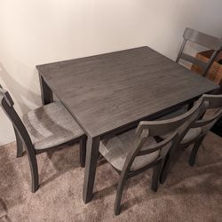 Gray Kitchen Dining Room Table With 4 Chairs