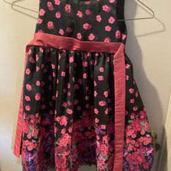 Black Pink Flower Dress