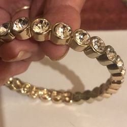 Rhinestone Bangle Bracket Stretch Bracelet 