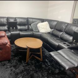 Spring Blowout Sale. Madrid Gray Leather Reclining Sectional Only $1399. Easy Finance Option. Same-Day Delivering.