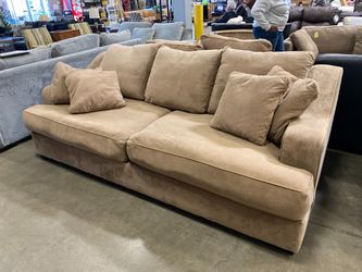 MICHAEL NICHOLAS Chenille Warrior Sofa in Cosmo Café with Duck Feather Cushions