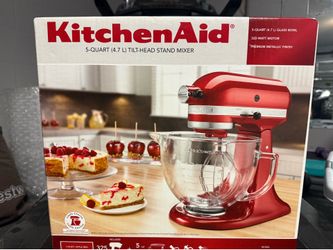 Red Kitchen Aid 5 quart tilt-head stand mixer