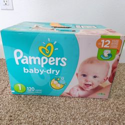 pampers baby dry size 1, 120 count