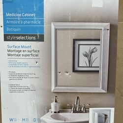 22.5-in × 27.5-in Surface Mount White Mirrored Medicine Cabinet