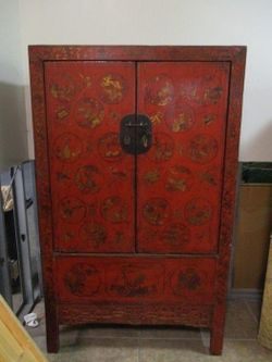 Vintage Asian Solid Wood Armoire