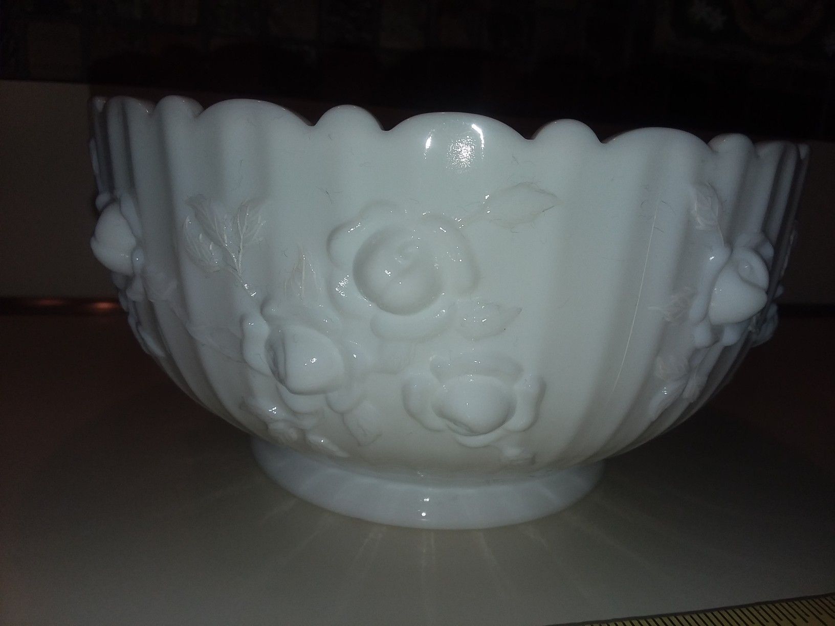 Fenton Milk Glass Rose Bowl