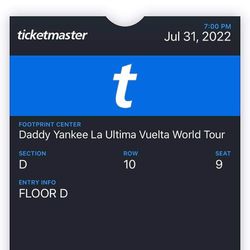 2 Tickets For Daddy Yankee Concert 