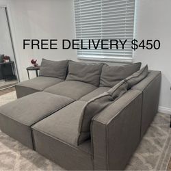 FREE DELIVERY - Grey Living Spaces 5pc Modular Sectional Sofa