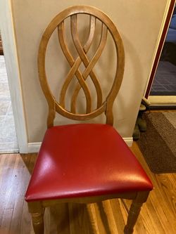 Dining Chairs  :  Wood / Vinyl,  x 6