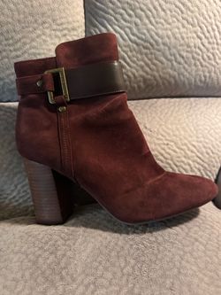 Tommy Hilfiger Dark Red Suede Booties