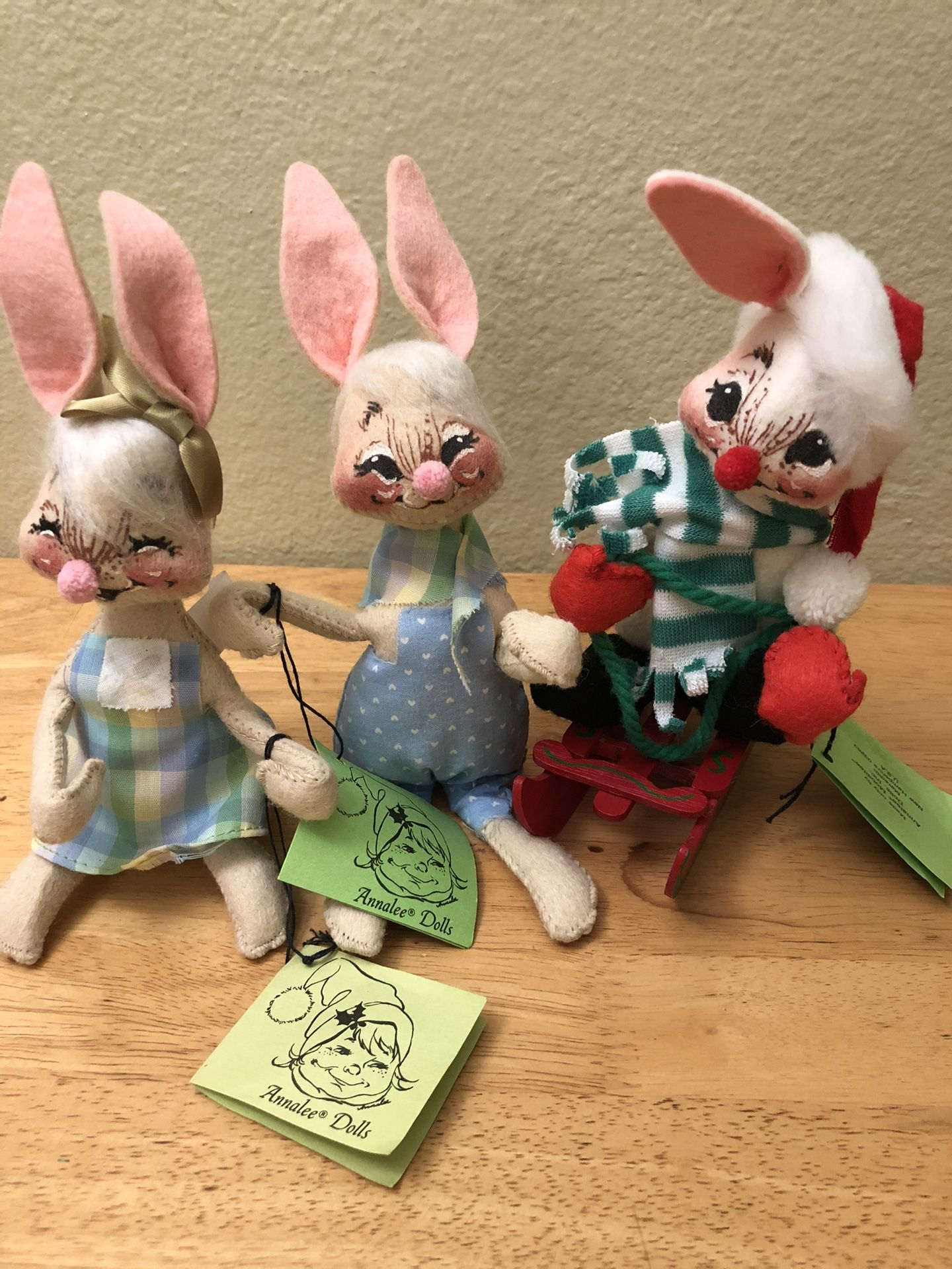 3 Annalee Dolls Vintage Bunnies