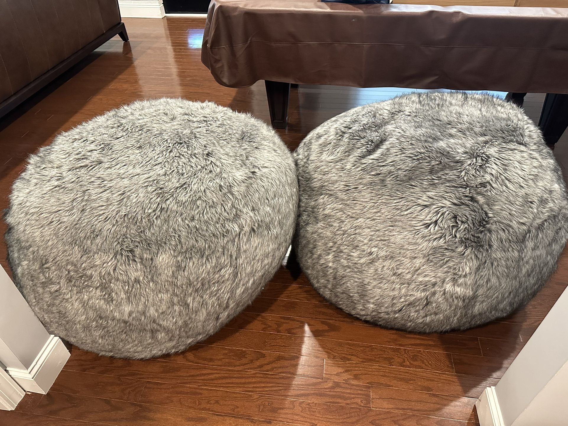 3 ft. Dark Gray Faux Fur Bean Bag
