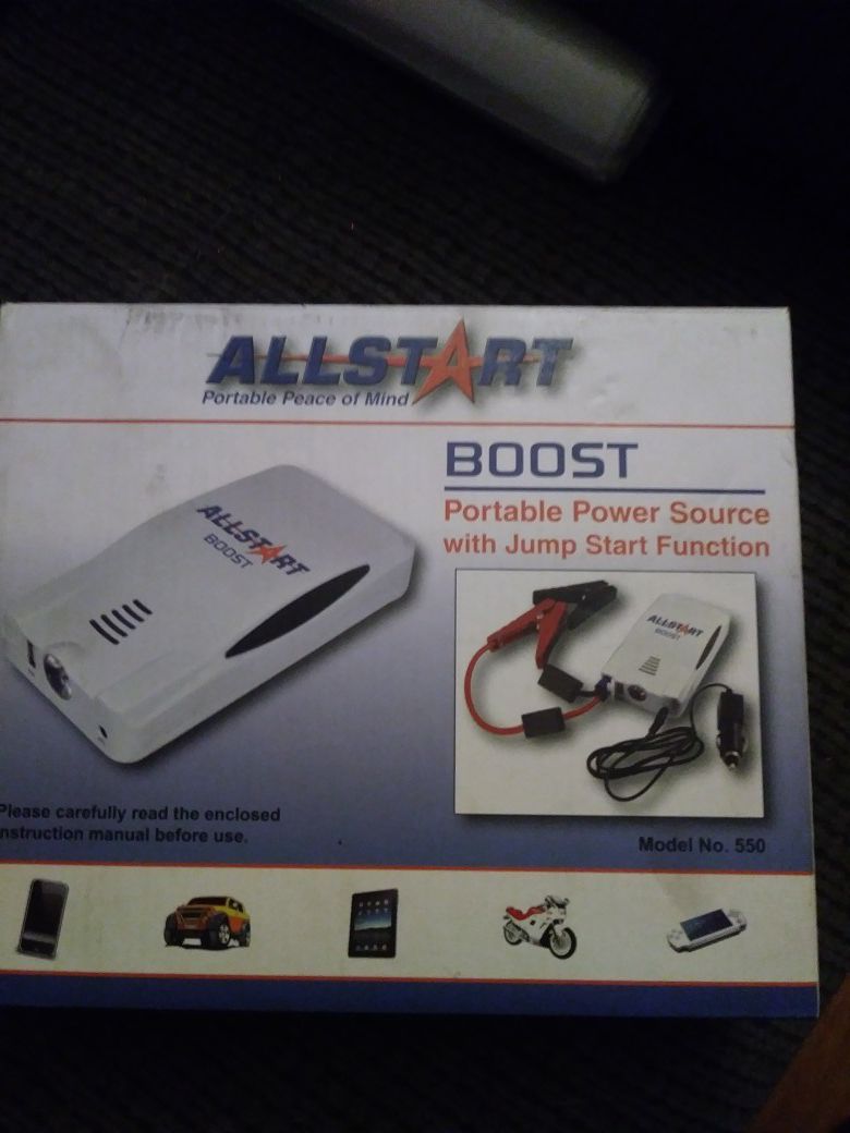 Portable power source with jump start function