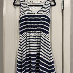 Navy Blue And White Stripped Dress 