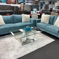 Gorgeous Turquoise Sofa And Loveseat Set Now 65% Off Don’t Miss Out Limited Time Deal 🤩