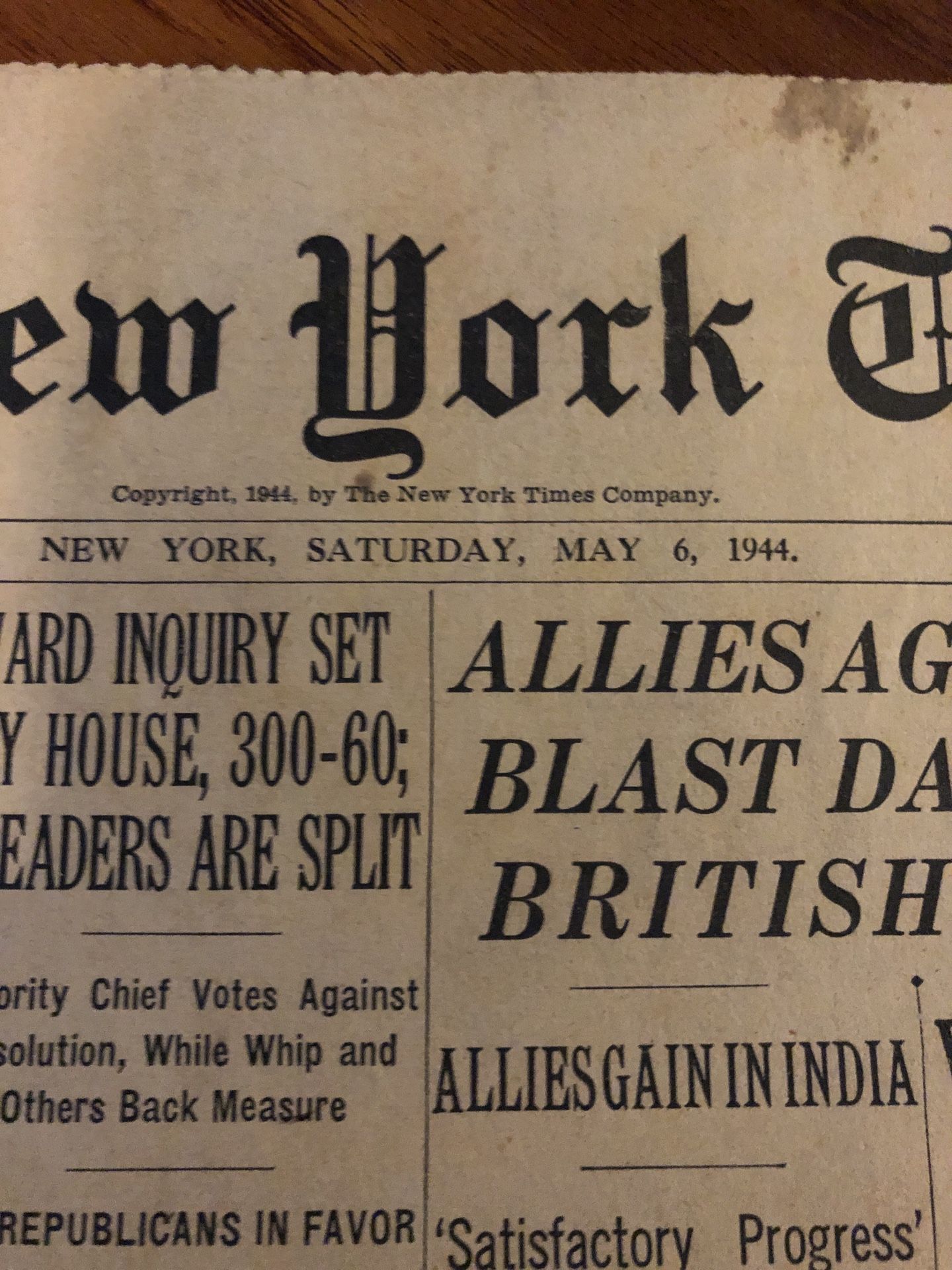 The New York Times May 6 1944 Newspaper