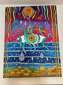 Original Psychedelic Eye Canvas Painting