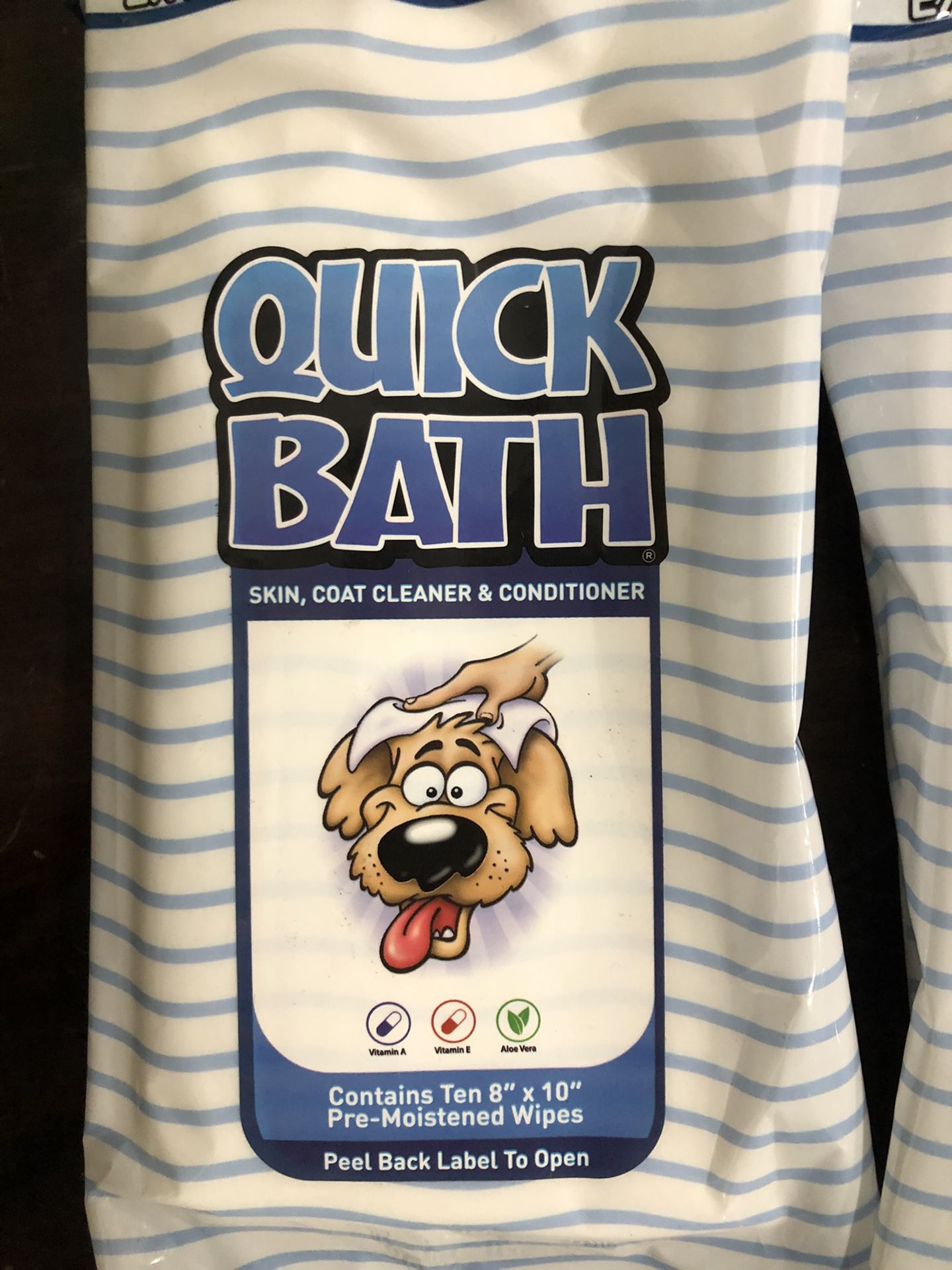 Quick Bath Pet Towelettes, Removes Odor