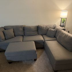 Gray Sectional With Ottoman